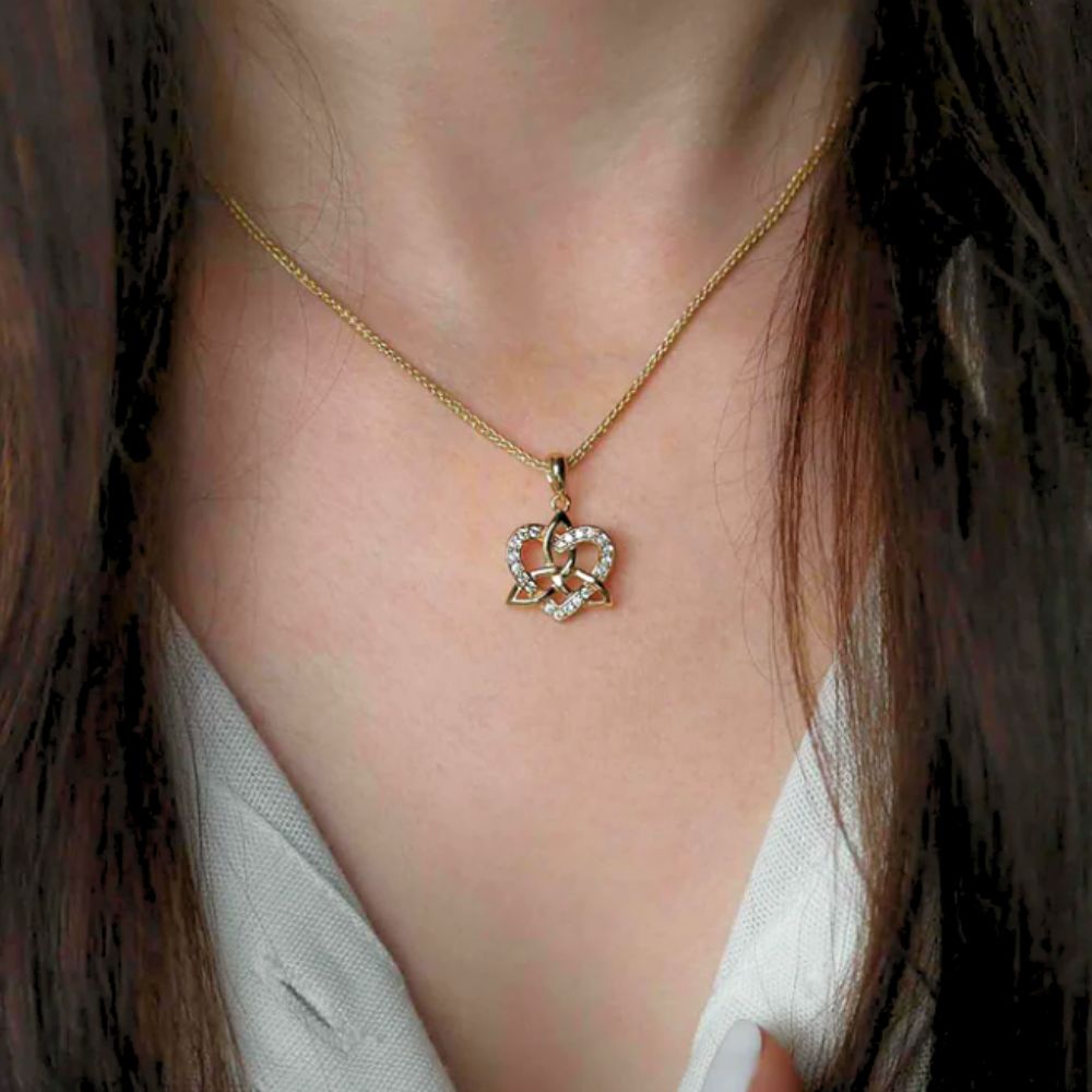 14k Gold Vermeil Trinity Knot Heart Necklace