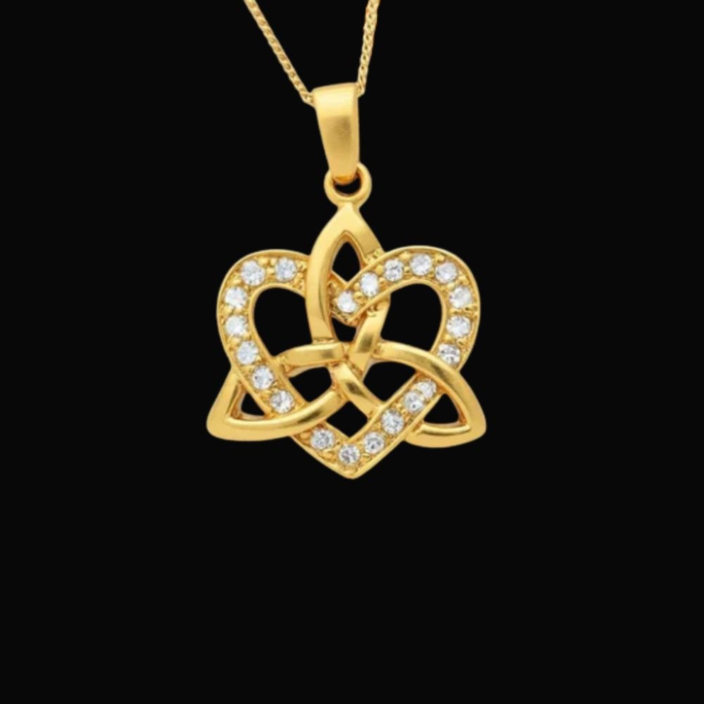 14k Gold Vermeil Trinity Knot Heart Necklace