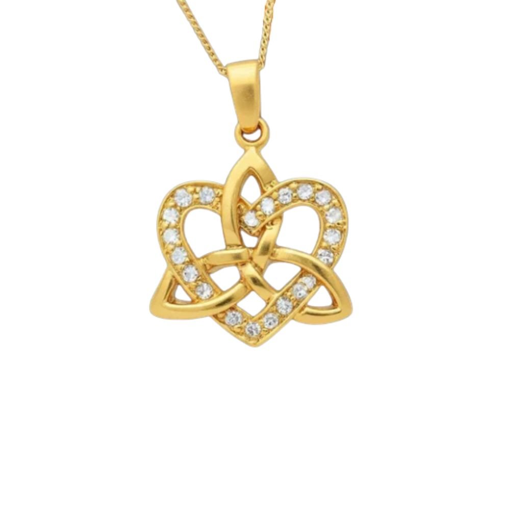 14k Gold Vermeil Trinity Knot Heart Necklace