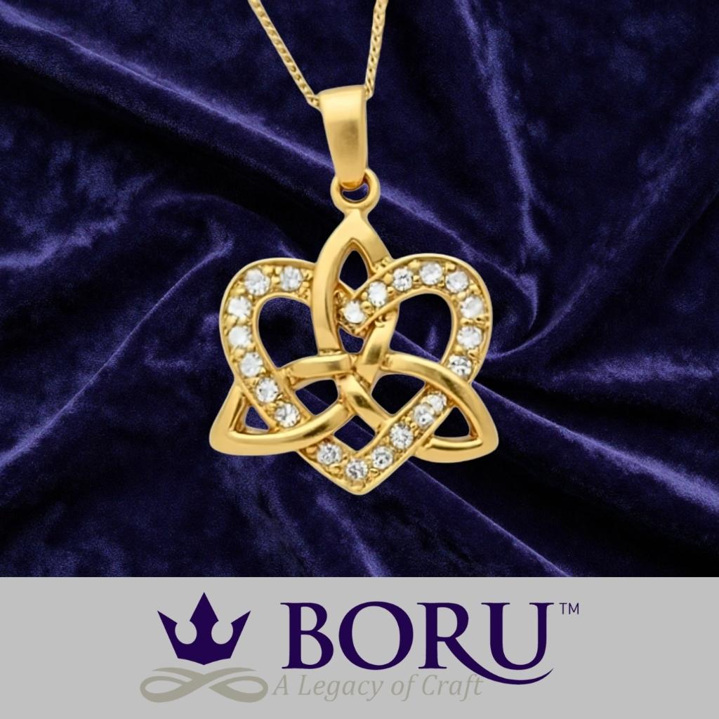 14k Gold Vermeil Trinity Knot Heart Necklace