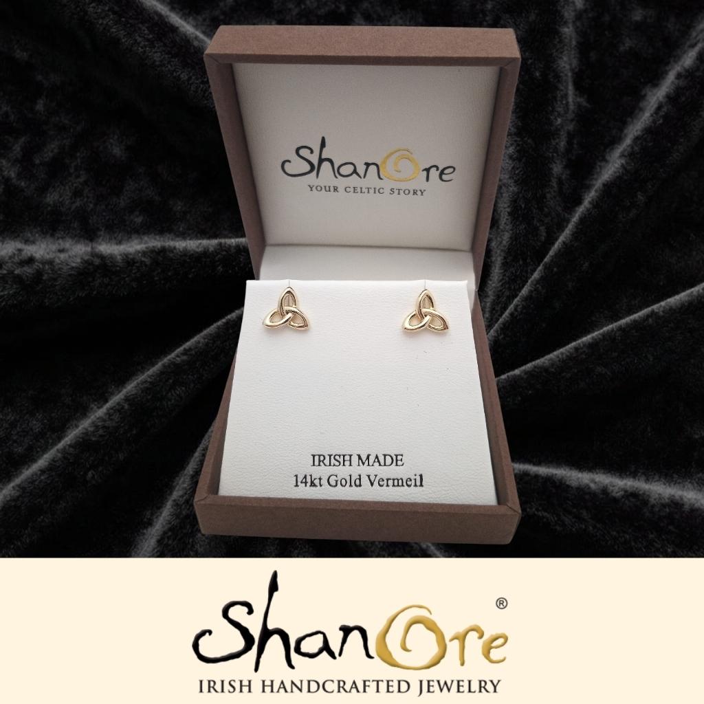 14k Gold Vermeil Trinity Knot Stud Earrings