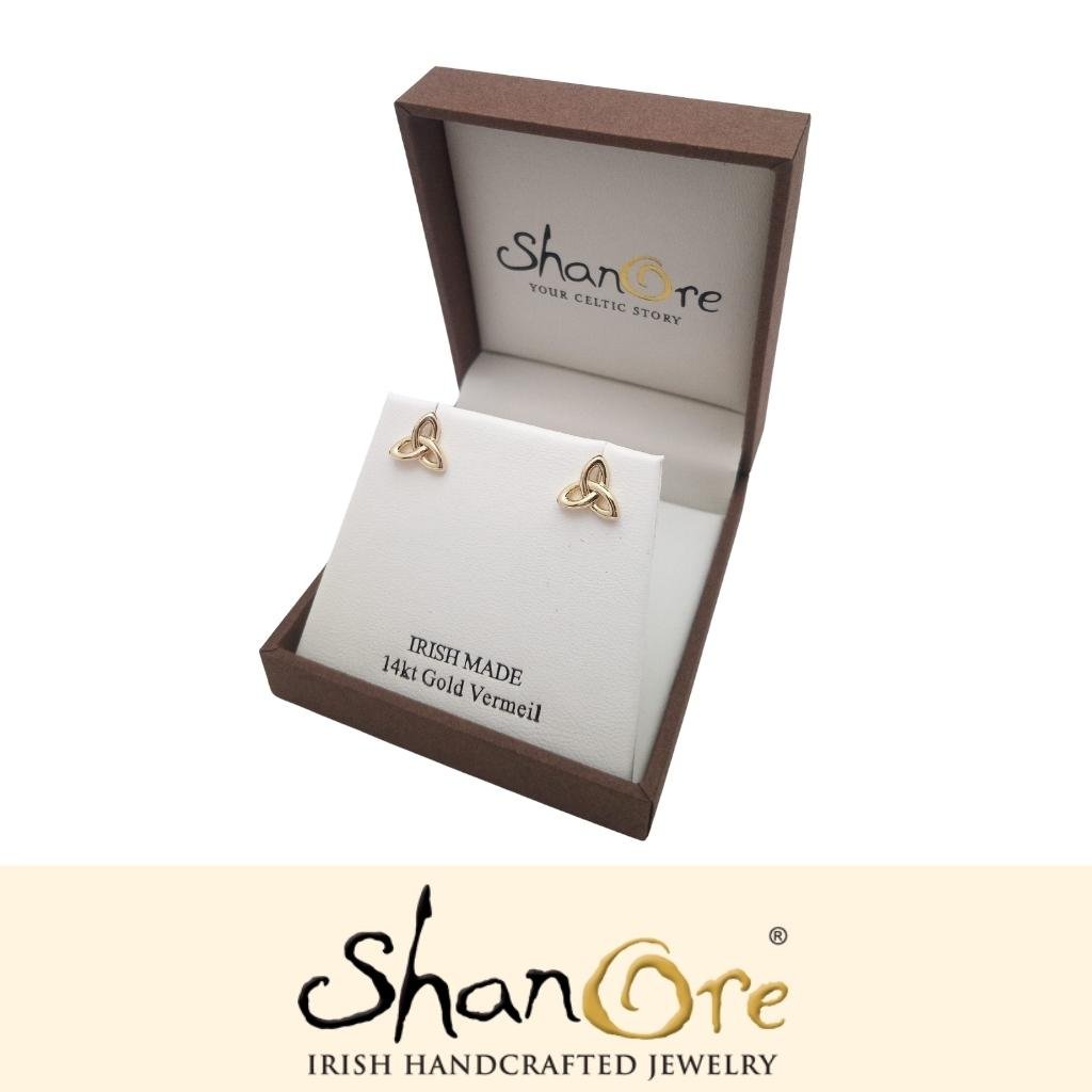 14k Gold Vermeil Trinity Knot Stud Earrings