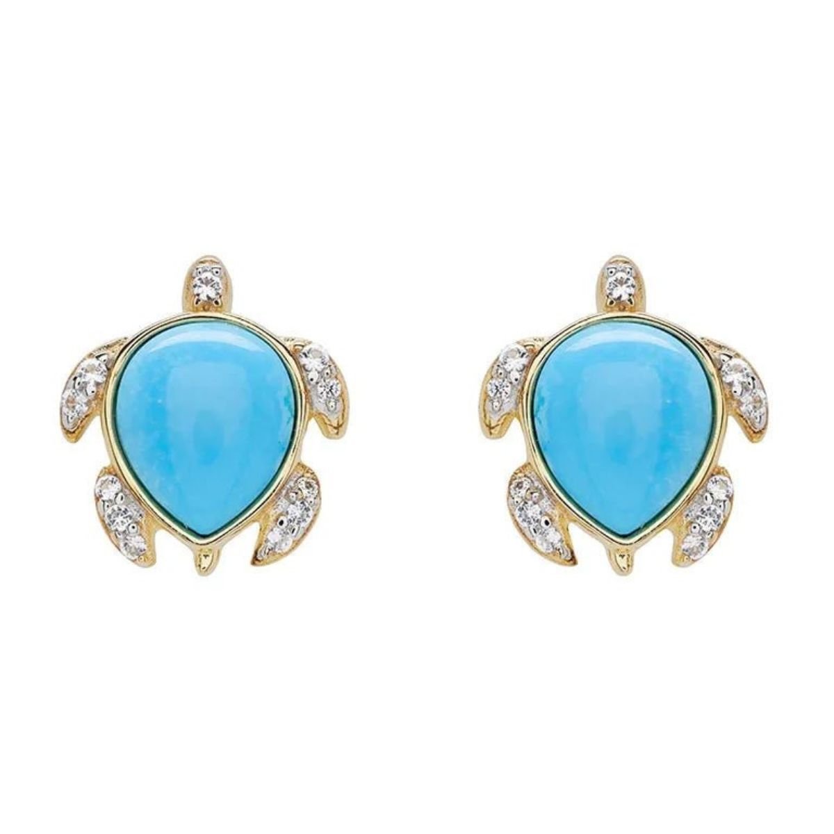 14k Gold Vermeil Turquoise Turtle Earrings