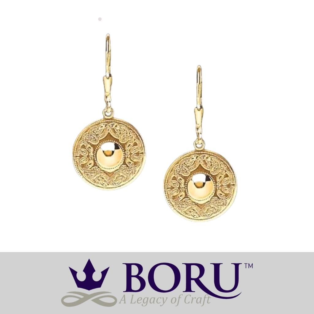 14k Gold Vermeil Celtic Shield Earrings- Small