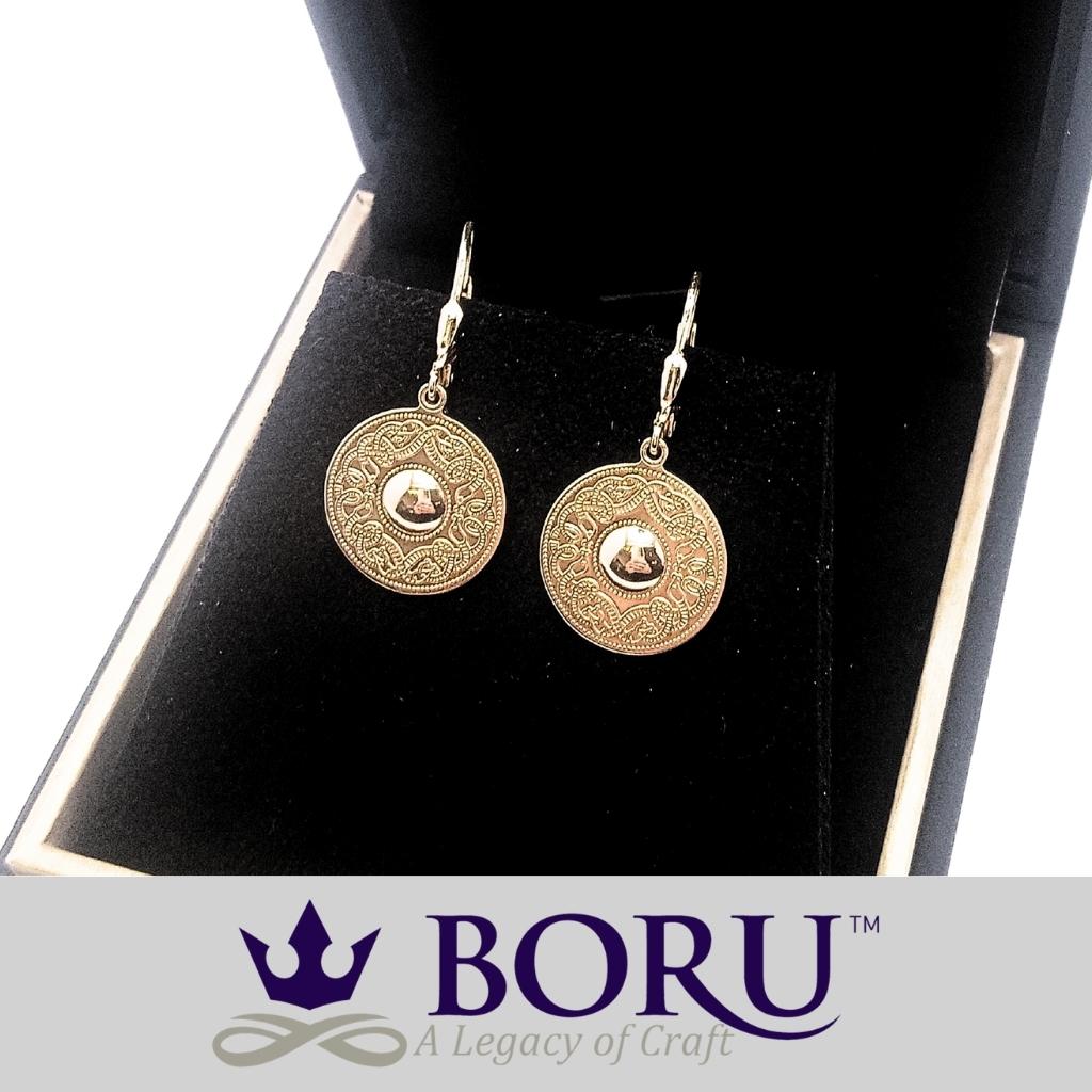 14k Gold Vermeil Celtic Shield Earrings- Small