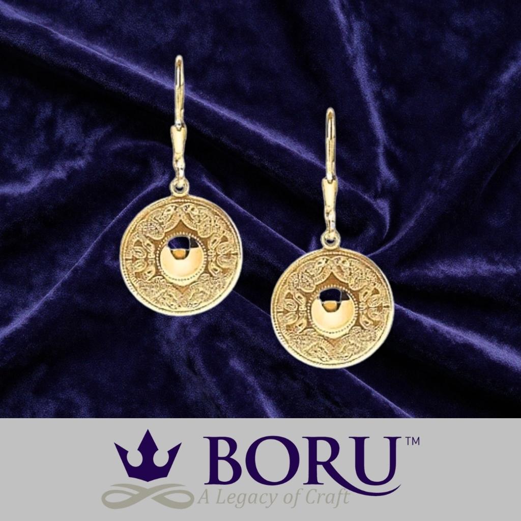 14k Gold Vermeil Celtic Shield Earrings- Small