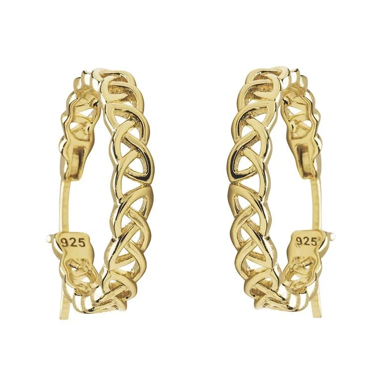 14KT Gold Vermeil Celtic Knot Hoop Earrings - The Celtic Gift Store - Earrings
