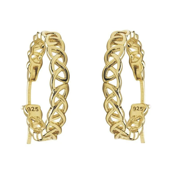 14KT Gold Vermeil Celtic Knot Hoop Earrings - The Celtic Gift Store - Earrings