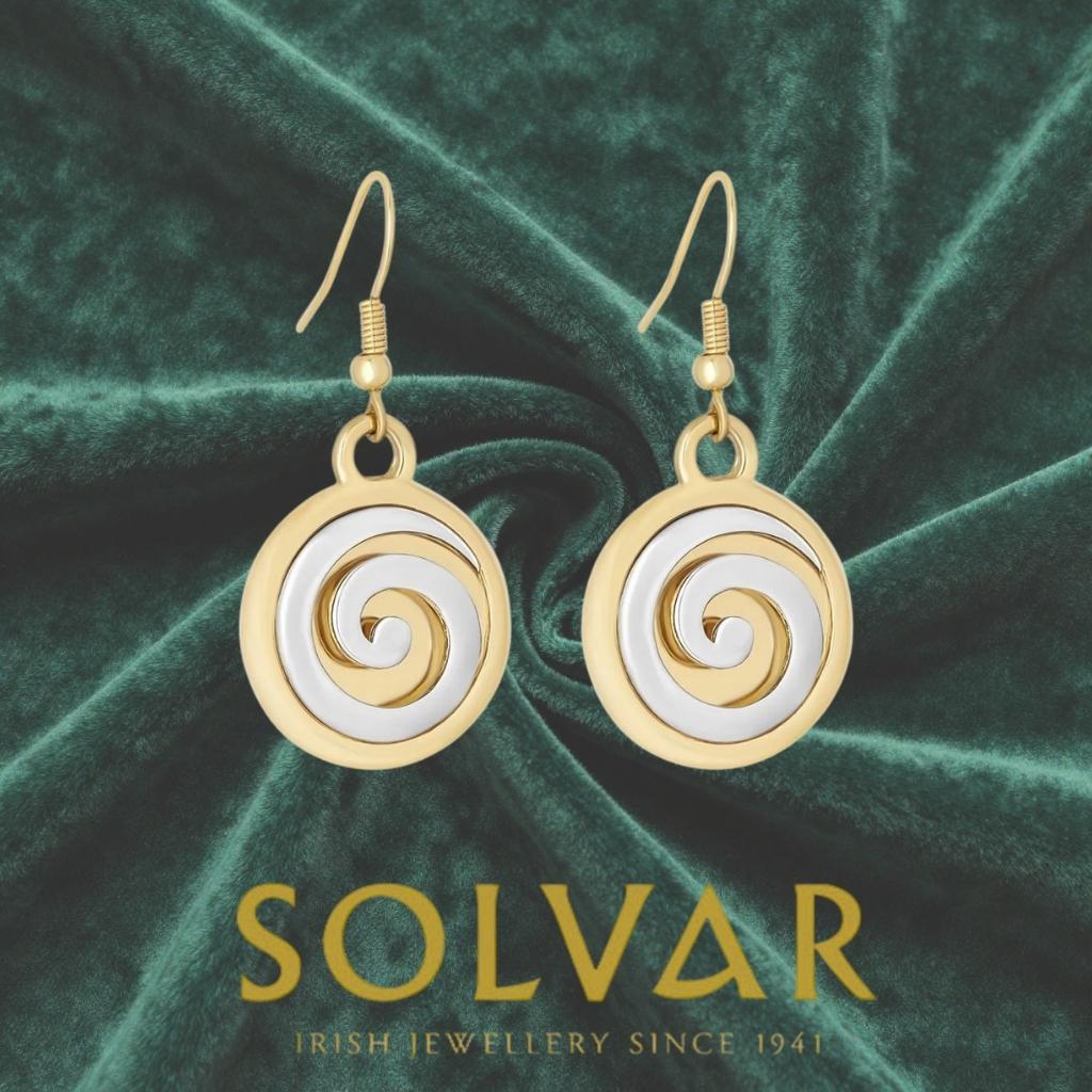 18ct Gold and Silver Plated Celtic Spiral Earrings- Large