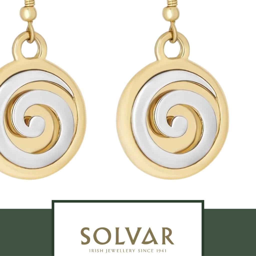 18ct Gold and Silver Plated Celtic Spiral Earrings- Large