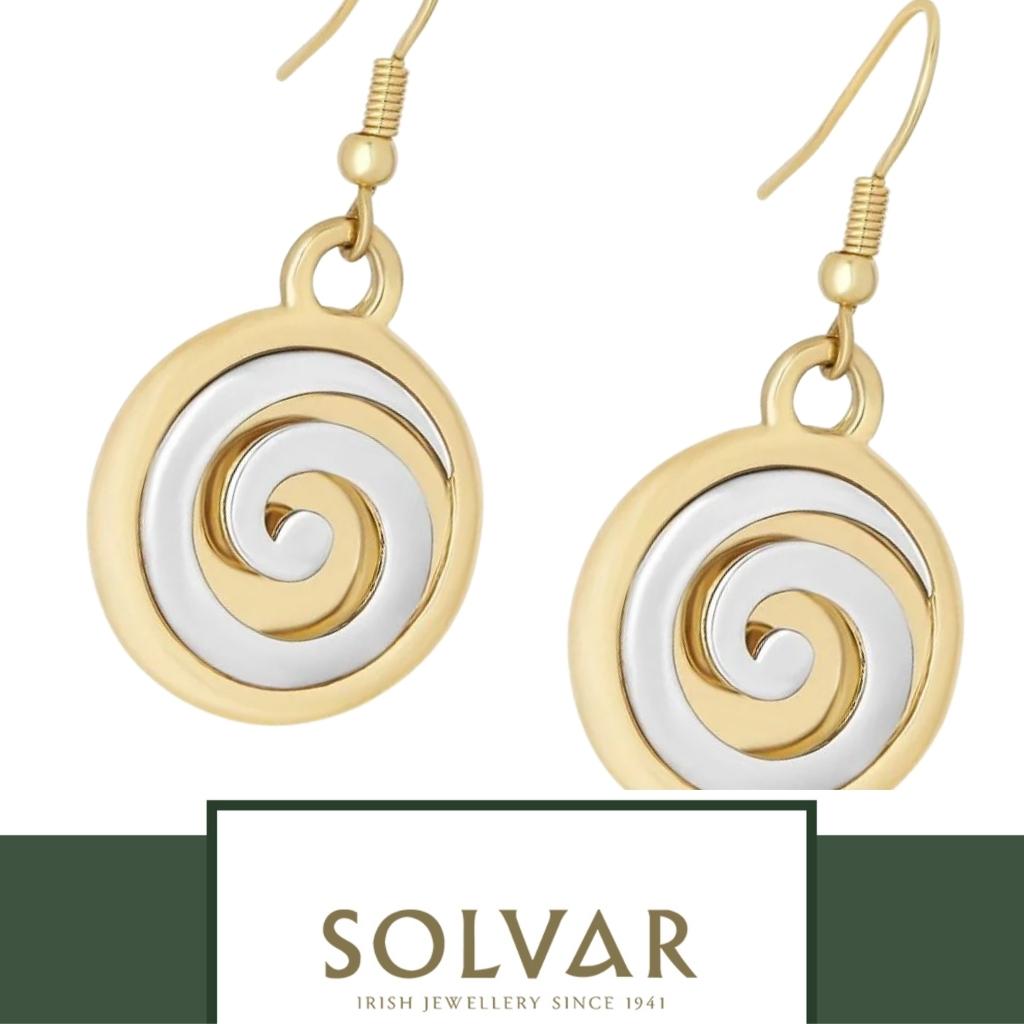 18ct Gold and Silver Plated Celtic Spiral Earrings- Large