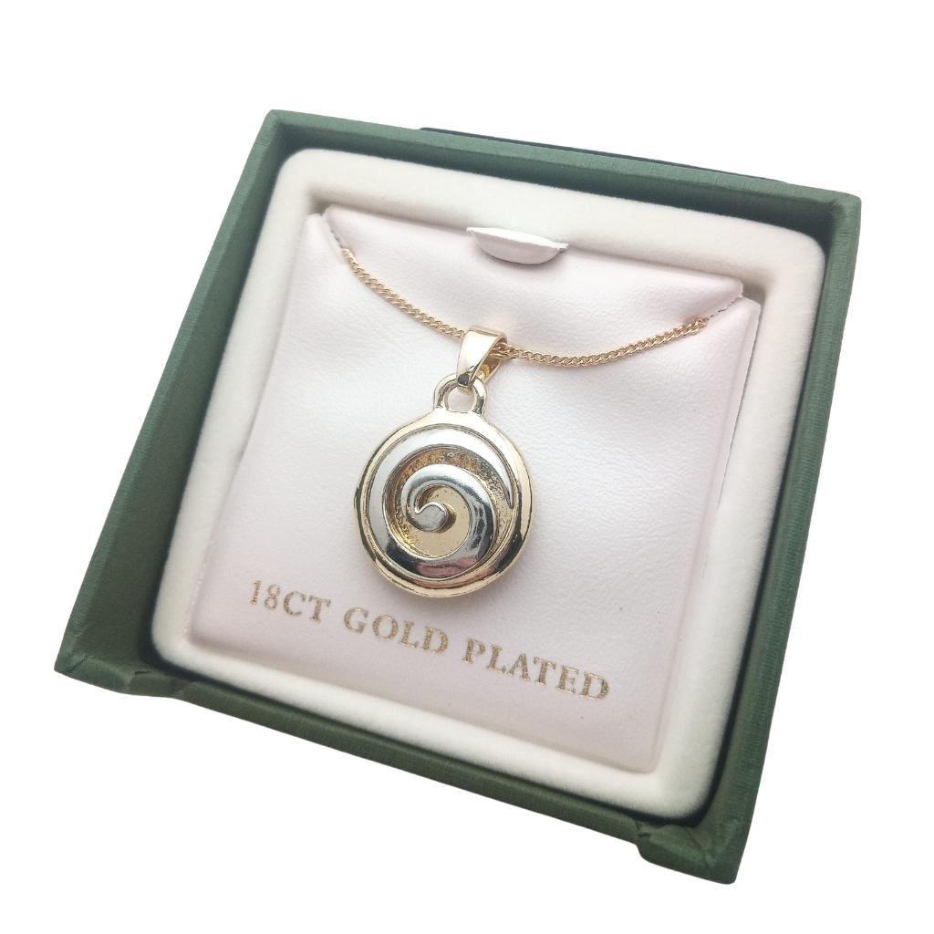 18ct Gold and Silver Plated Celtic Spiral Necklace