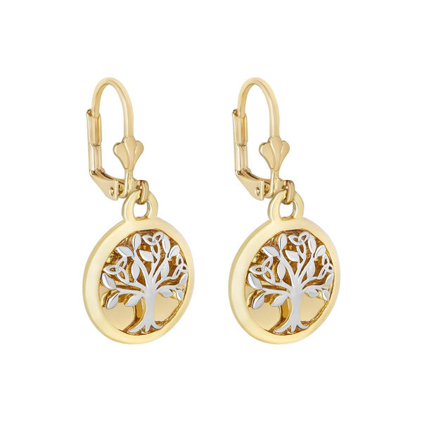 18ct Gold and Silver Plated Tree of Life Drop Earrings - The Celtic Gift Store - Necklaces