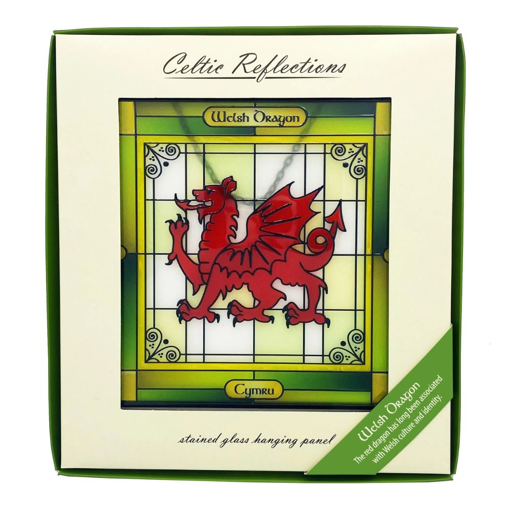 Welsh Dragon Stained Glass Panel