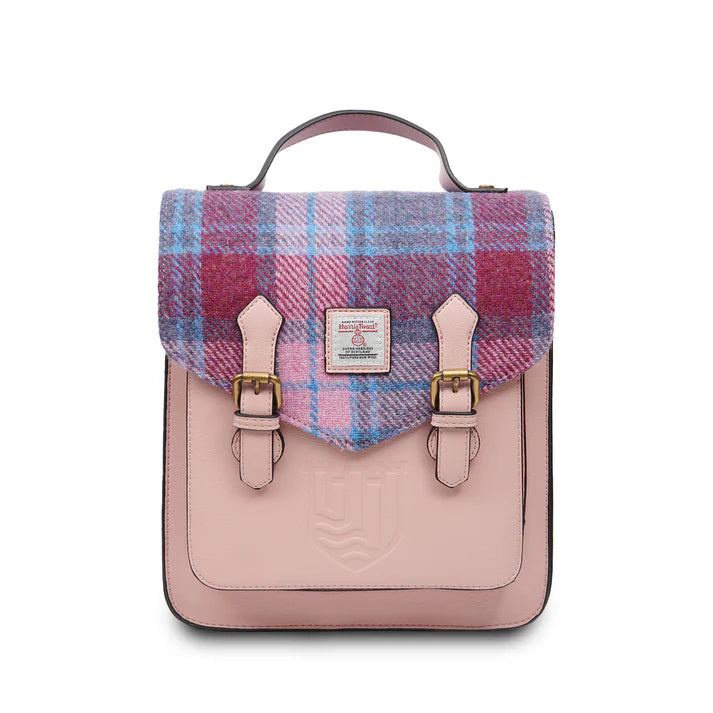 Islander Harris Tweed The Calton Backpack 'Pink and Blue Tartan'