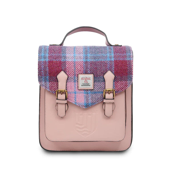 Islander Harris Tweed The Calton Backpack 'Pink and Blue Tartan'