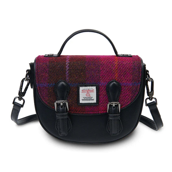 Islander Harris Tweed Mini Cobble Satchel 'Fuchsia Tartan'