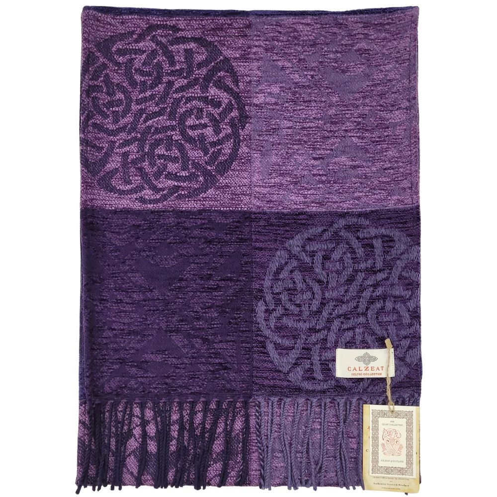 Jacquard Celtic Knot Wrap- Purple