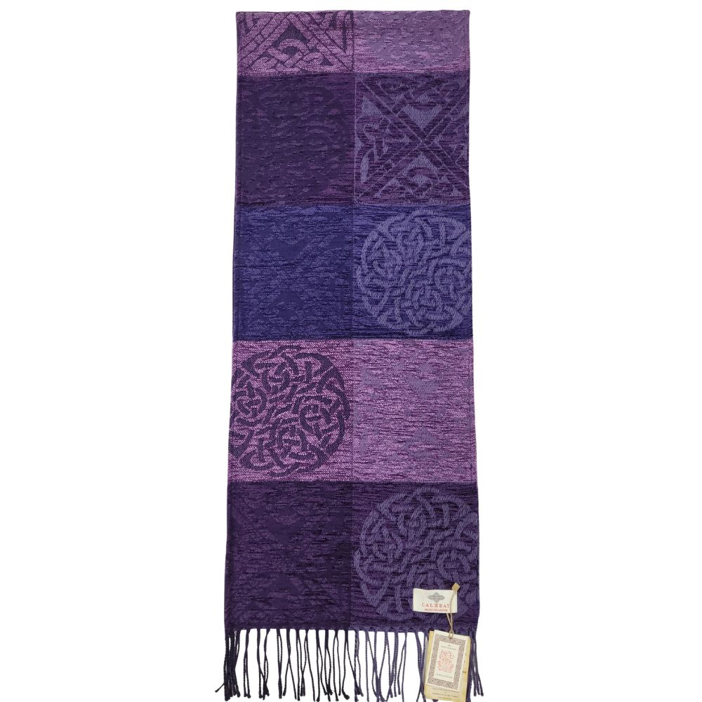 Jacquard Celtic Knot Scarf- Purple