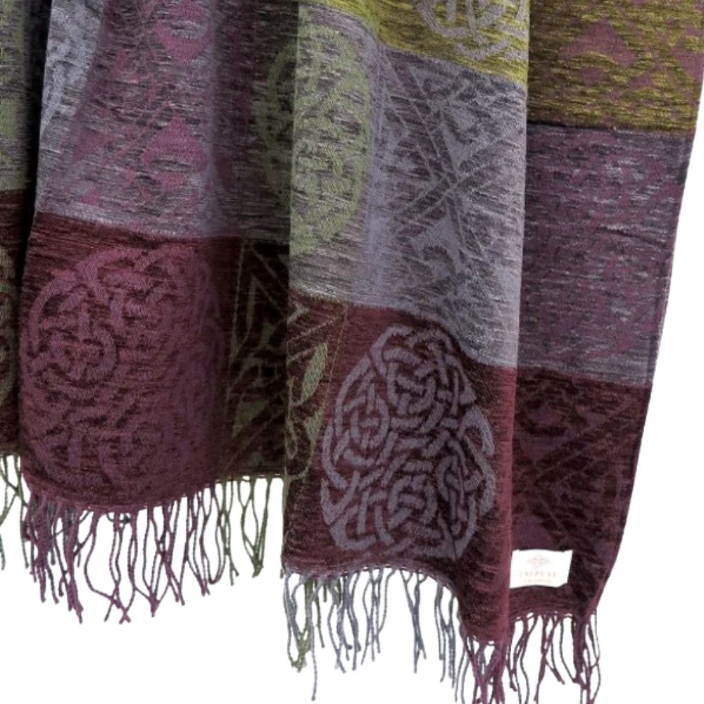 Jacquard Celtic Knot Throw- Grey/Green/Purple