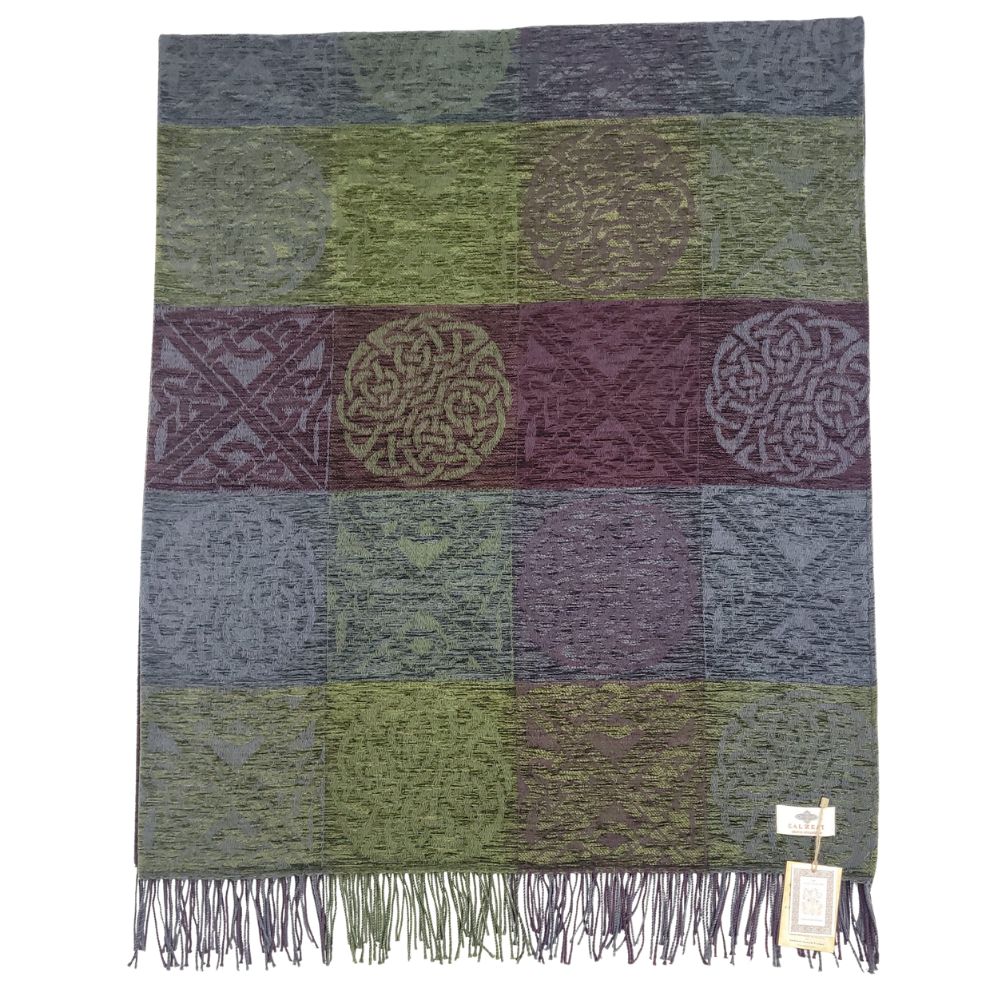 Jacquard Celtic Knot Throw- Grey/Green/Purple