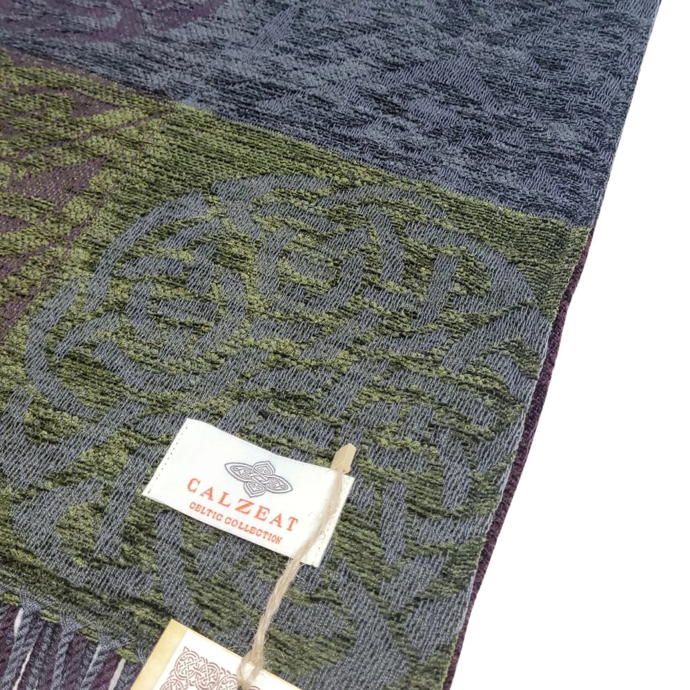 Jacquard Celtic Knot Throw- Grey/Green/Purple