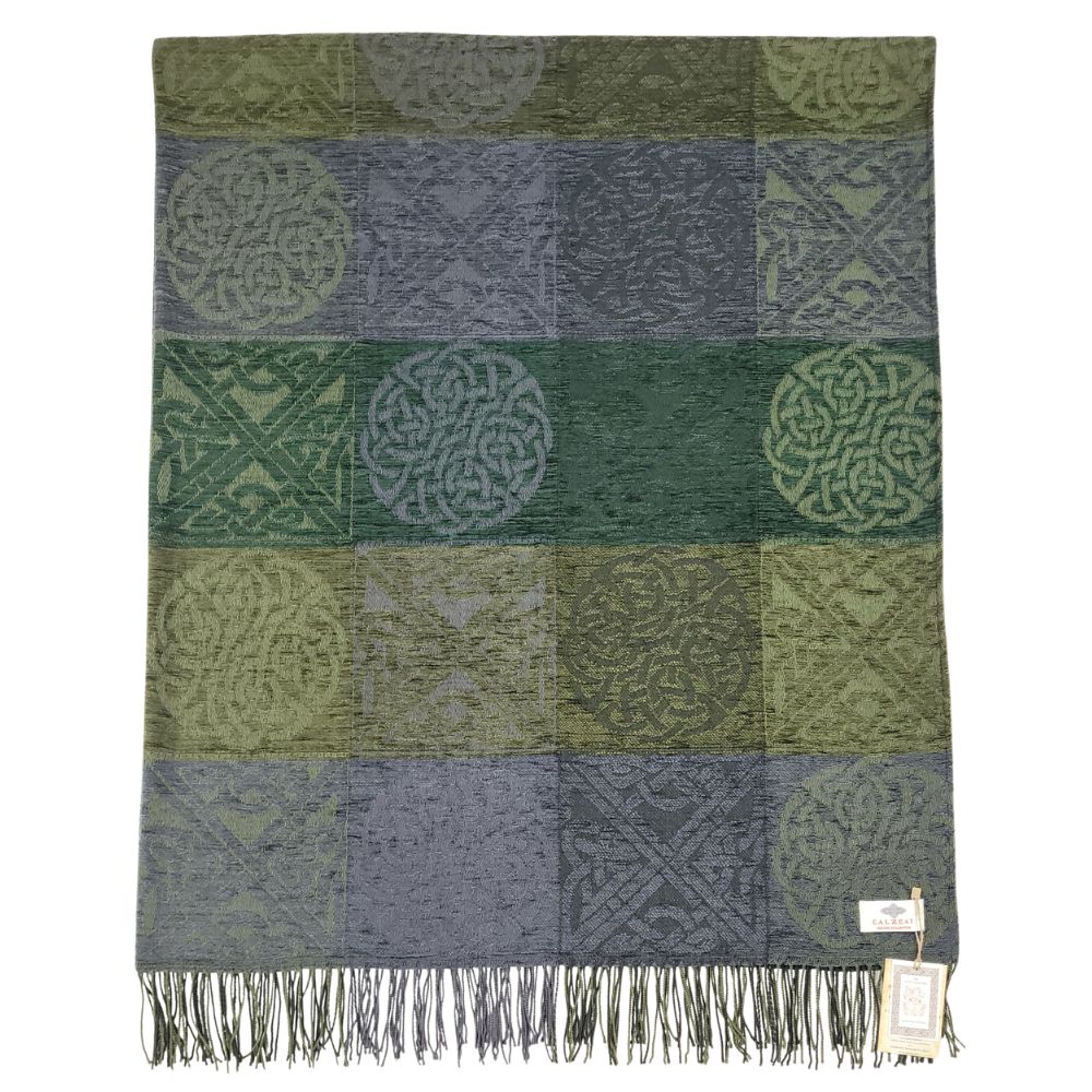 Jacquard Celtic Knot Throw- Green/Grey