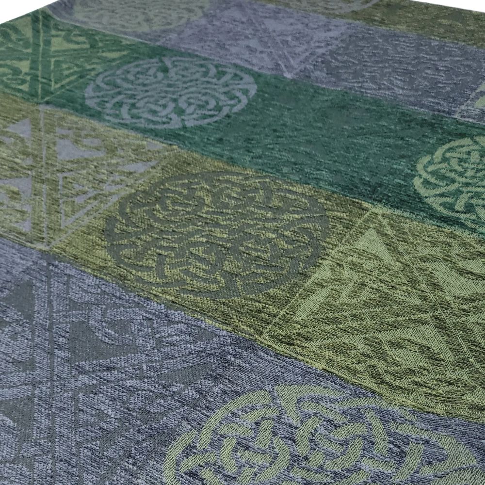 Jacquard Celtic Knot Wrap- Green/Grey