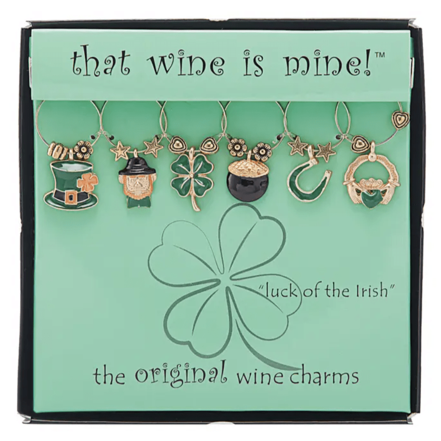 6 - Piece Luck of the Irish Painted Wine Charms - The Celtic Gift Store - 