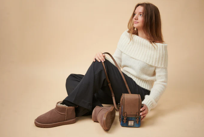 Islander Harris Tweed The Baby Jura Crossbody Bag 'Blue Tartan'