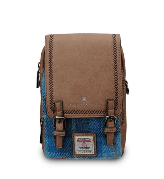 Islander Harris Tweed The Baby Jura Crossbody Bag 'Blue Tartan'