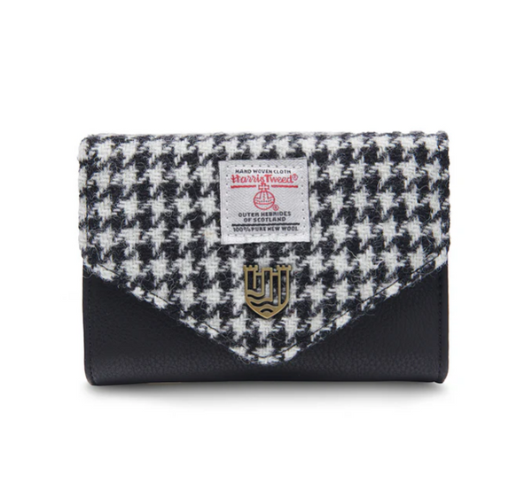 Islander Harris Tweed Small Clasp Clutch Purse 'Black and White Dogtooth'