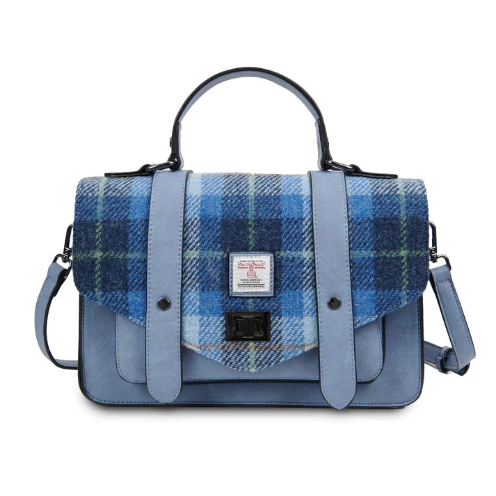 Islander Harris Tweed Large Satchel 'Blue Tartan'