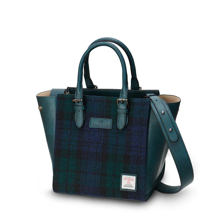 Islander Harris Tweed Medium Caillie Tote 'Black Watch Tartan'