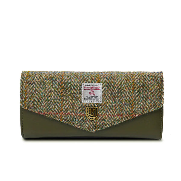 Islander Harris Tweed Large Clasp Clutch Purse 'Chestnut Herringbone'