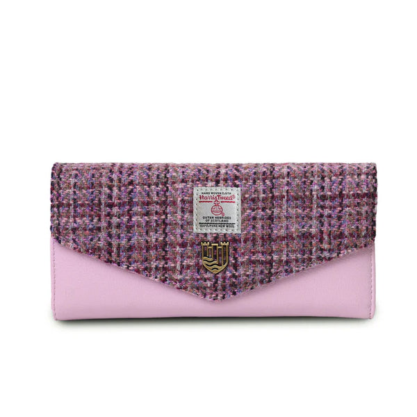 Islander Harris Tweed Large Clasp Clutch Purse 'Violet Mini Dogtooth'