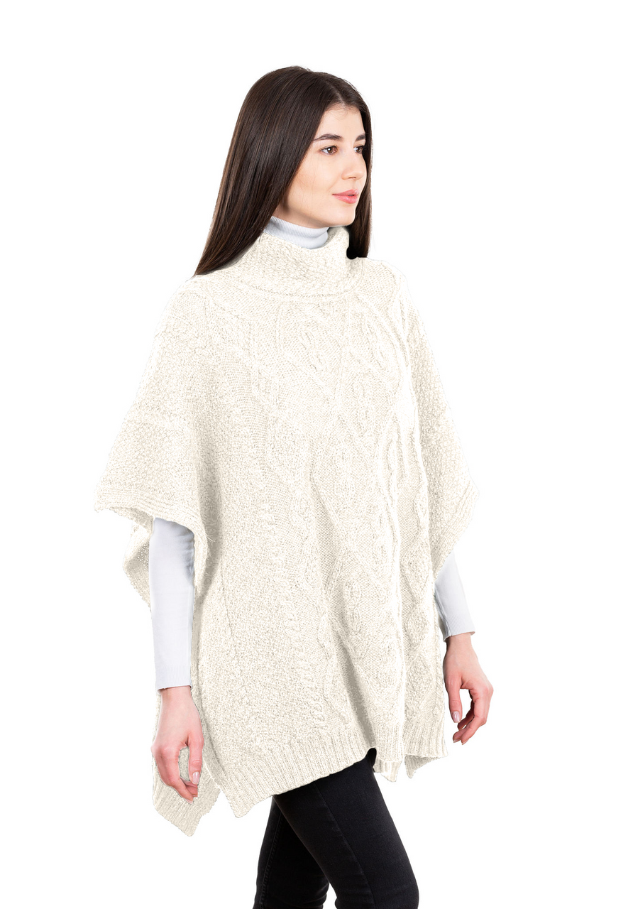 Aran Cowl Neck Irish Poncho