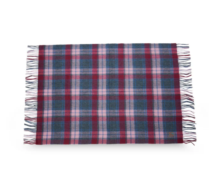 Wee Islander Lambswool Baby Blanket- Pink and Blue Tartan