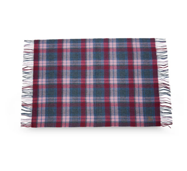 Wee Islander Lambswool Baby Blanket- Pink and Blue Tartan