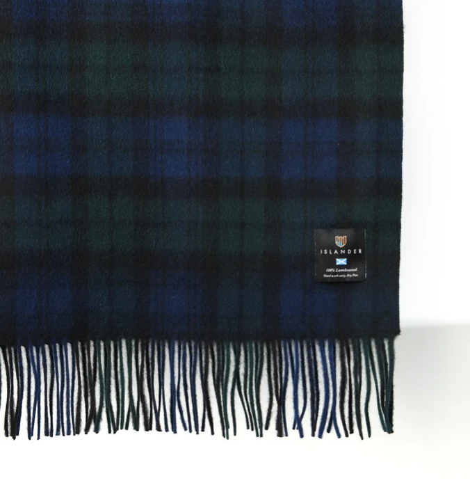 Islander Oversized Lambswool Blanket- Black Watch Tartan