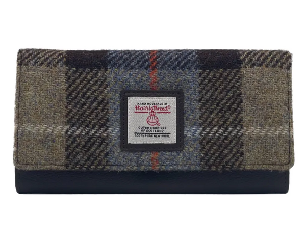 Harris Tweed Envelope Wallet- Blue and Brown Plaid