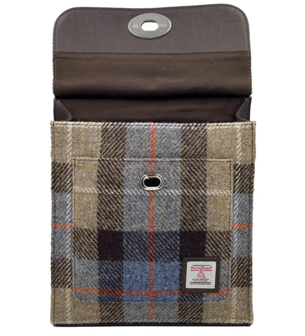 Harris Tweed Satchel Bag- Blue and Brown Plaid