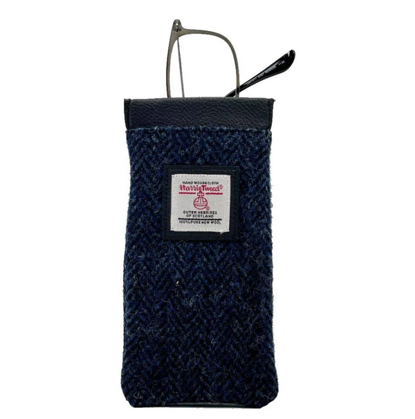 Harris Tweed Glasses Sleeve- Blue Herringbone