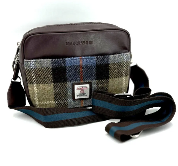 Harris Tweed Camera Bag- Blue and Brown Plaid