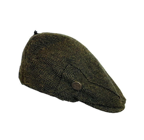 Boru Tweed Flat Cap- Green Herringbone