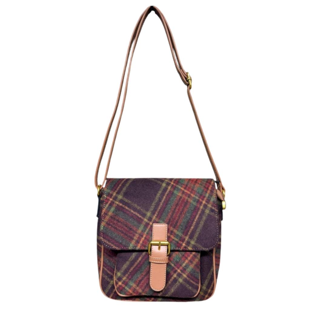 Burgundy Tweed Crossbody Bag
