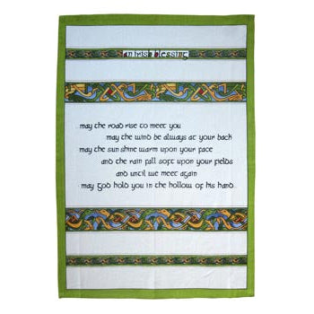 Single Irish Weave Tea Towel with Irish Blessing