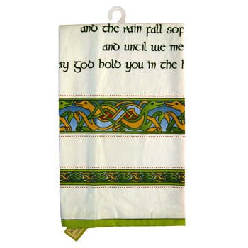 Single Irish Weave Tea Towel with Irish Blessing