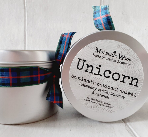 Mulderie Wood Scottish Unicorn Candle