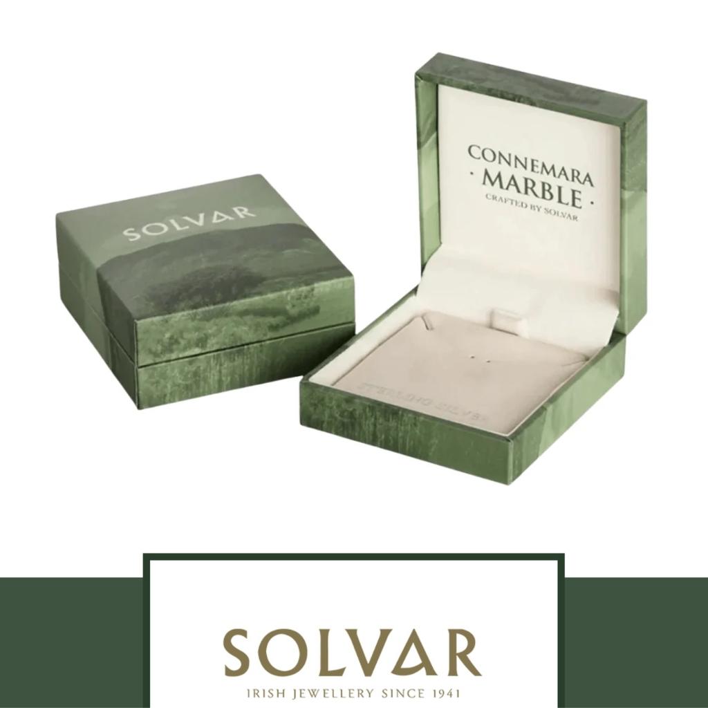 Connemara Marble and Marcasite Square Shamrock Necklace